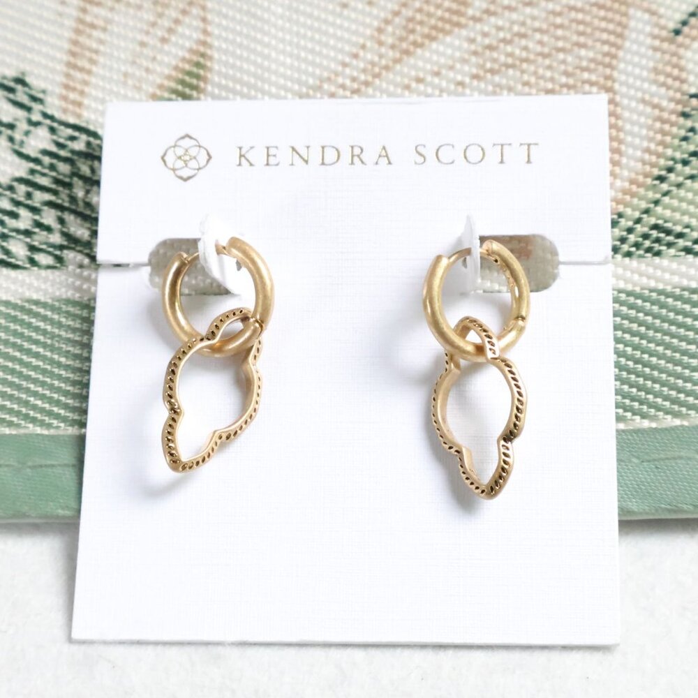 New Kendra Scott Abbie Convertible Earrings Vintage Gold